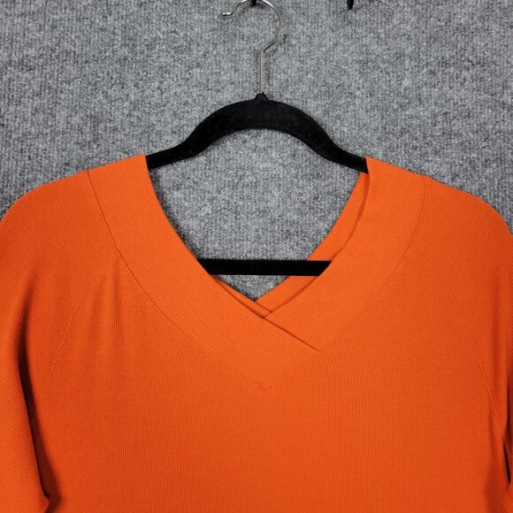 SOFT SURROUNDINGS Orange Double V Timely Tee Long Sleeve Pima Top SIZE LARGE - Picture 3 of 8